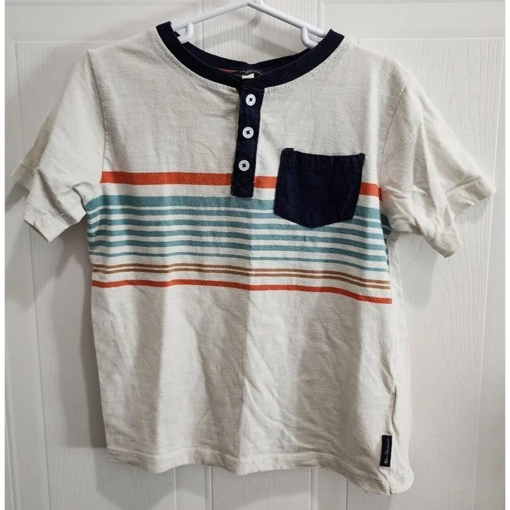 Lot of 2 Ben Sherman Kids Short Sleeve Tee Shirts‎ Boys Size 6 - Striped, Cars